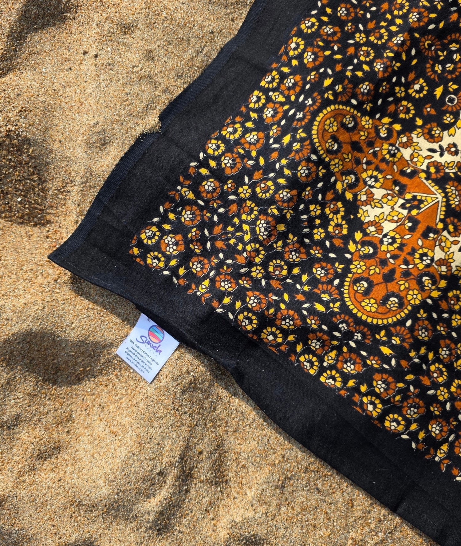 🌊 Giant Cotton Beach Mat – Hand-Printed in India