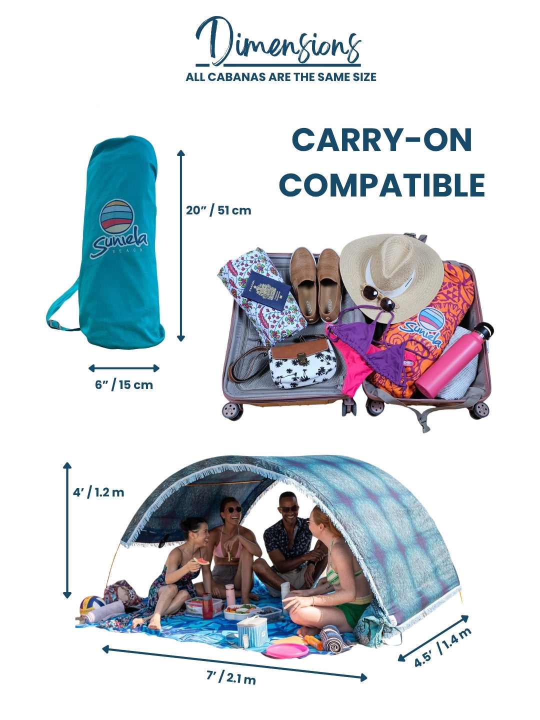 Suniela Portable Cotton Beach Cabana – Travel-Ready Sun Shade