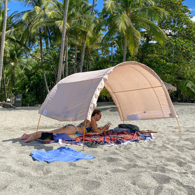 Portable sun shelter with easy one person set up_colourSand